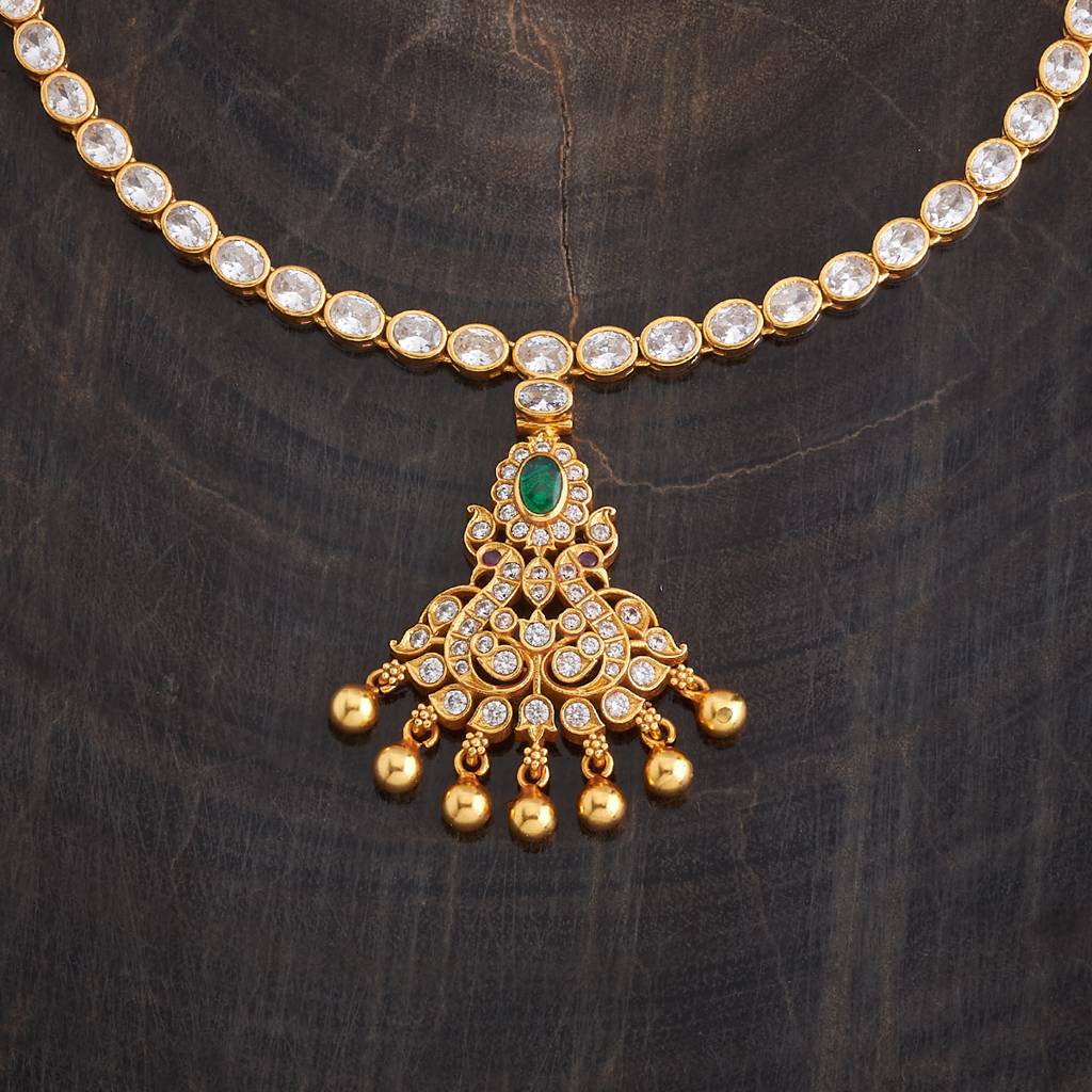 Kushal'S Fashion Jewellery Gold-Plated Ethnic 92.5 Pure Silver Temple Necklace - 178109 : 426630