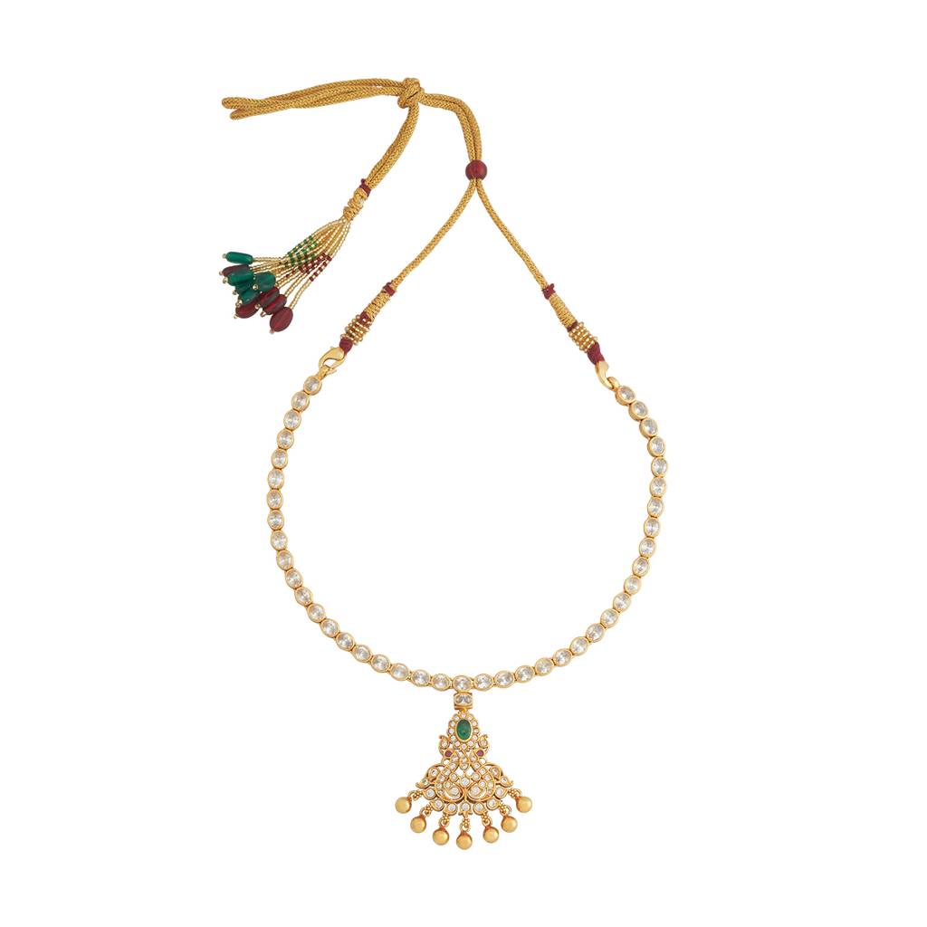 Kushal'S Fashion Jewellery Gold-Plated Ethnic 92.5 Pure Silver Temple Necklace - 178109 : 426630