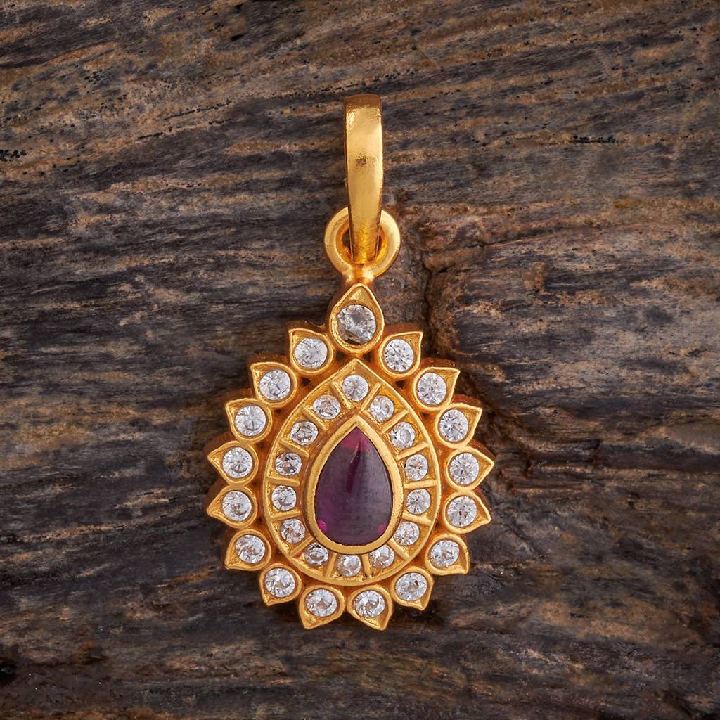 Kushal'S Fashion Jewellery Gold-Plated Ethnic 92.5 Pure Silver Temple Pendant Set - 178133 : 426692