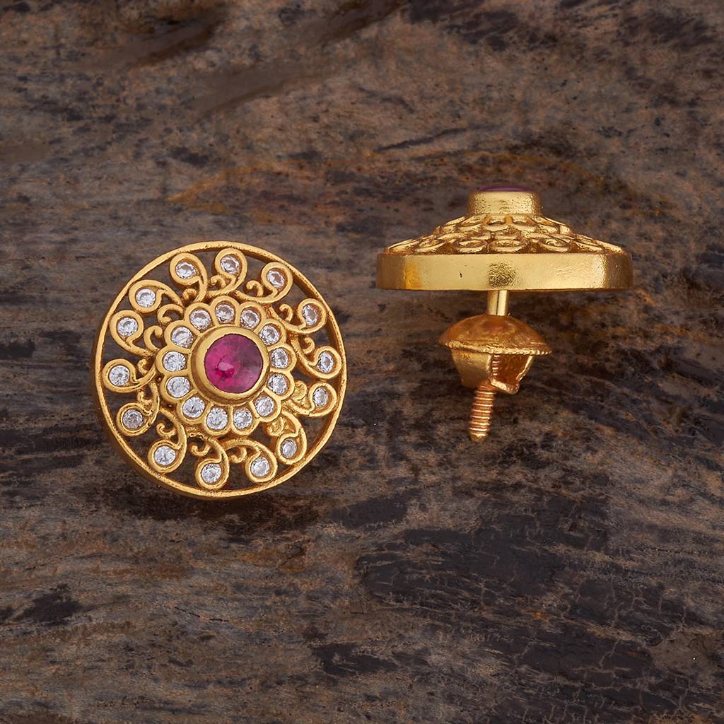 Kushal'S Fashion Jewellery Gold-Plated Ethnic 92.5 Pure Silver Temple Studs - 178140 : 426677