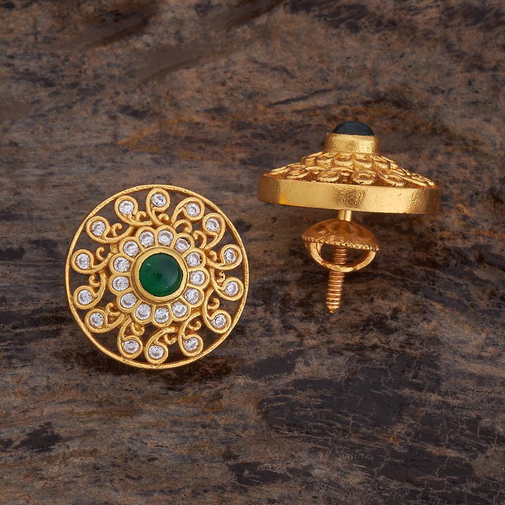 Kushal'S Fashion Jewellery Gold-Plated Ethnic 92.5 Pure Silver Temple Studs - 178140 : 426678