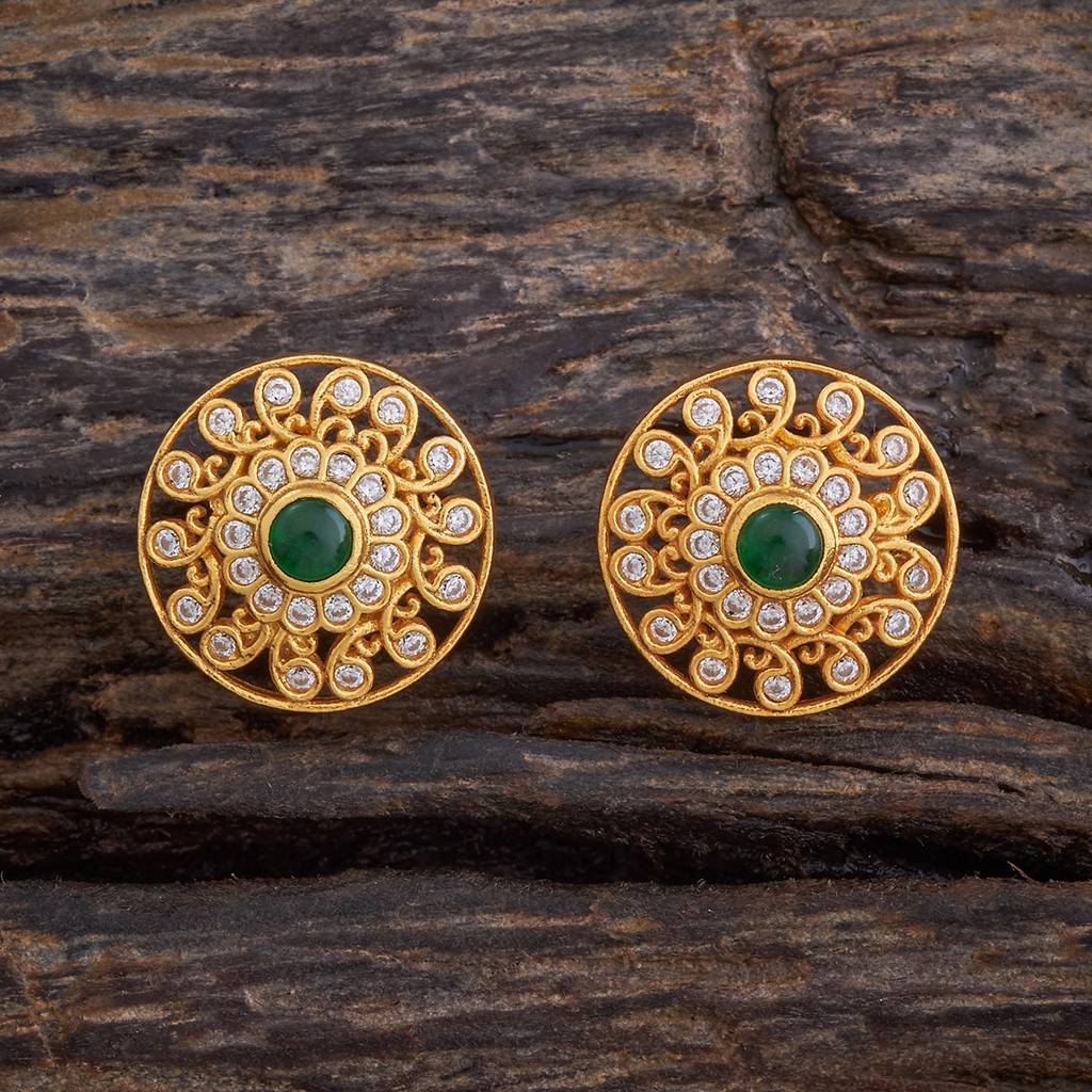 Kushal'S Fashion Jewellery Gold-Plated Ethnic 92.5 Pure Silver Temple Studs - 178140 : 426678