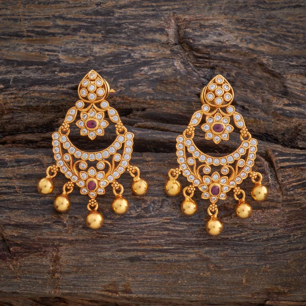 Kushal'S Fashion Jewellery Gold-Plated Ethnic 92.5 Pure Silver Temple Drop Earrings - 178154 : 426709