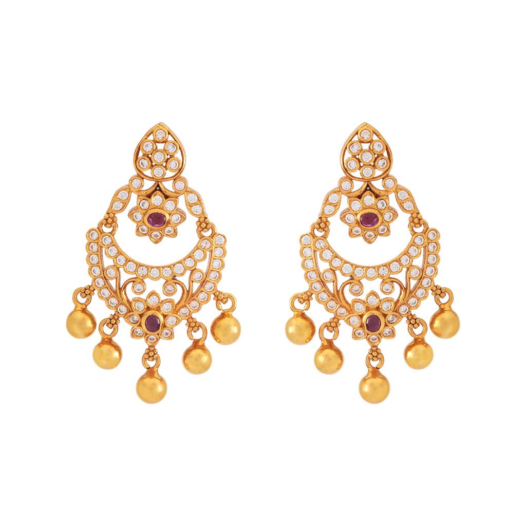 Kushal'S Fashion Jewellery Gold-Plated Ethnic 92.5 Pure Silver Temple Drop Earrings - 178154 : 426709