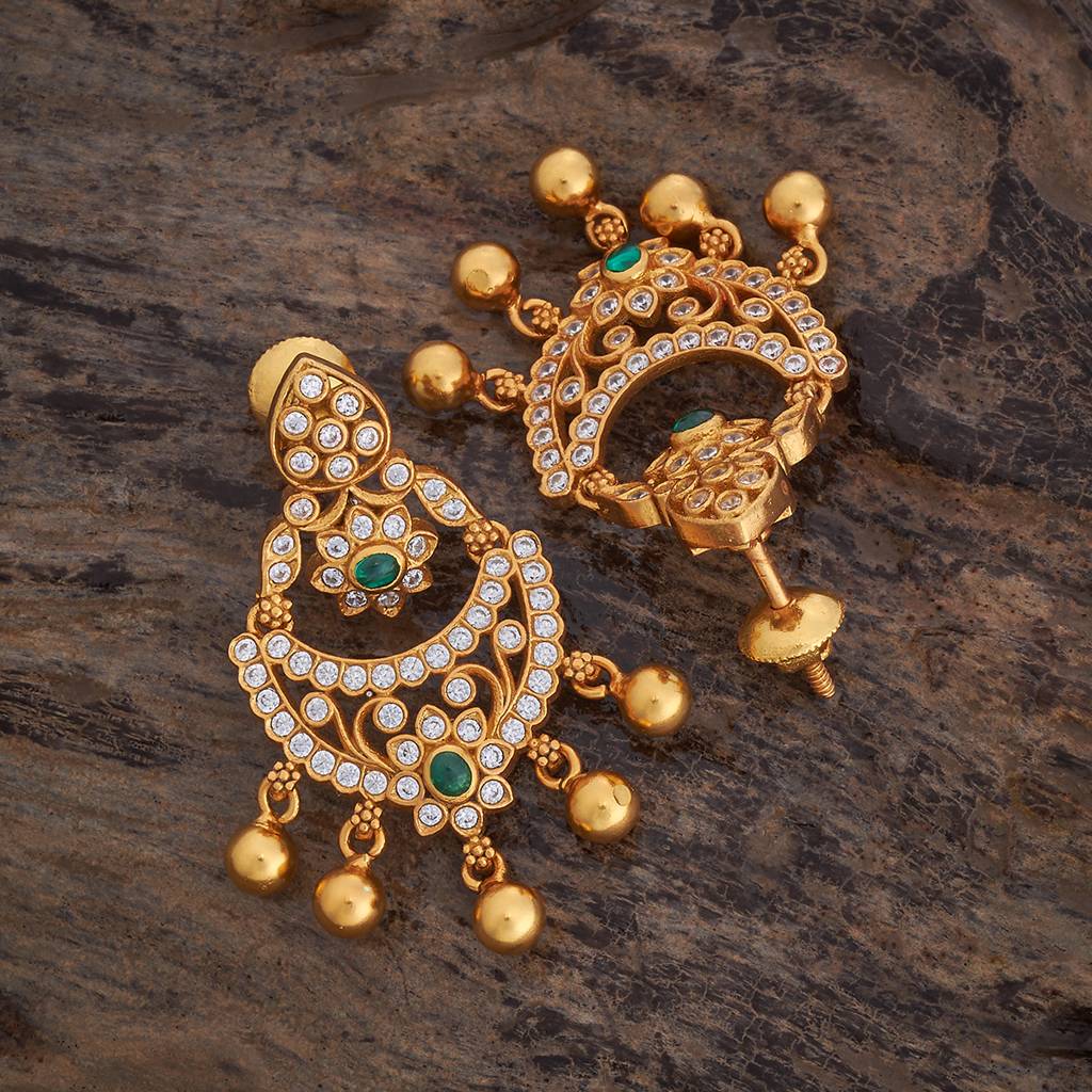 Kushal'S Fashion Jewellery Gold-Plated Ethnic 92.5 Pure Silver Temple Drop Earrings - 178154 : 426710