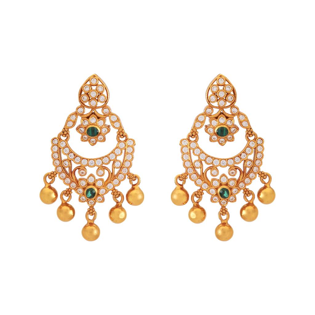 Kushal'S Fashion Jewellery Gold-Plated Ethnic 92.5 Pure Silver Temple Drop Earrings - 178154 : 426710
