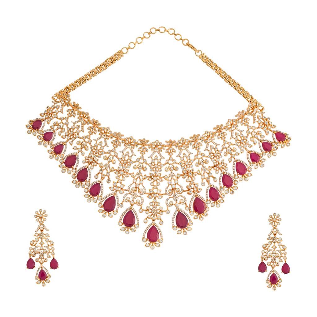 Kushal'S Fashion Jewellery Gold-Plated Party Zircon Jewellery Set - 178156 : 426715