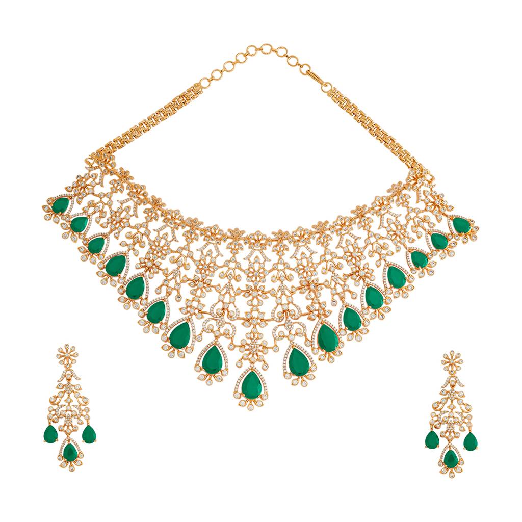Kushal'S Fashion Jewellery Gold-Plated Party Zircon Jewellery Set - 178156 : 426716
