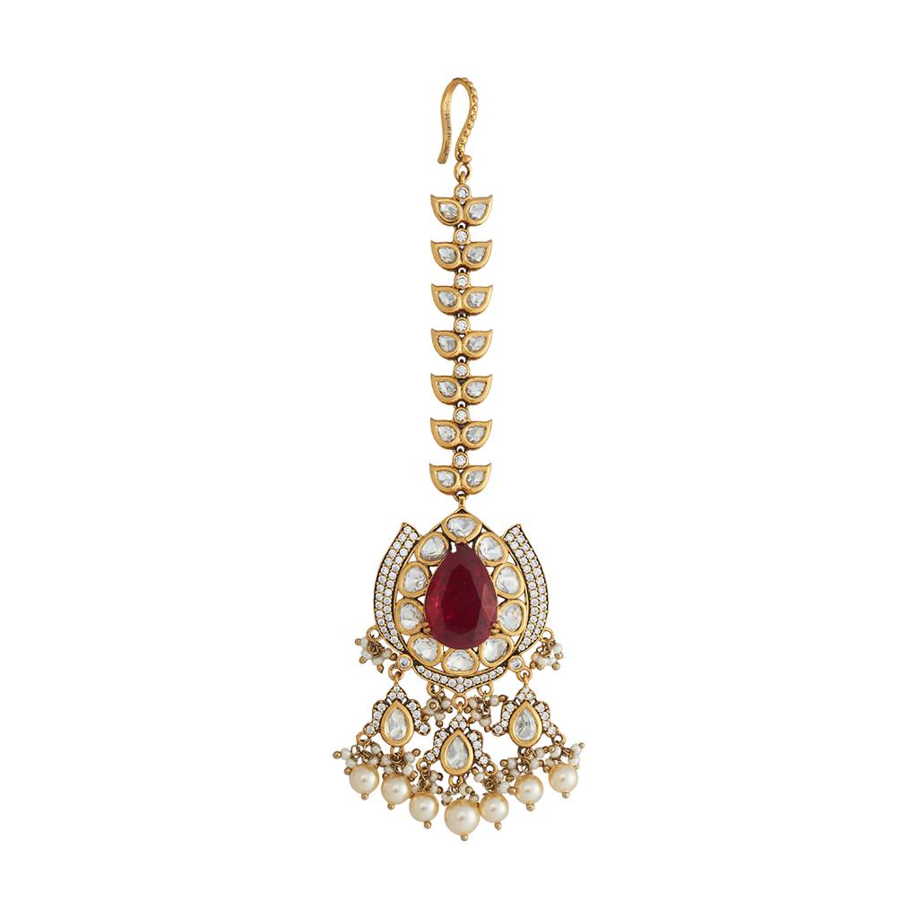Kushal'S Fashion Jewellery Victorian Plated Party Kundan Tikka - 178267 : 426997