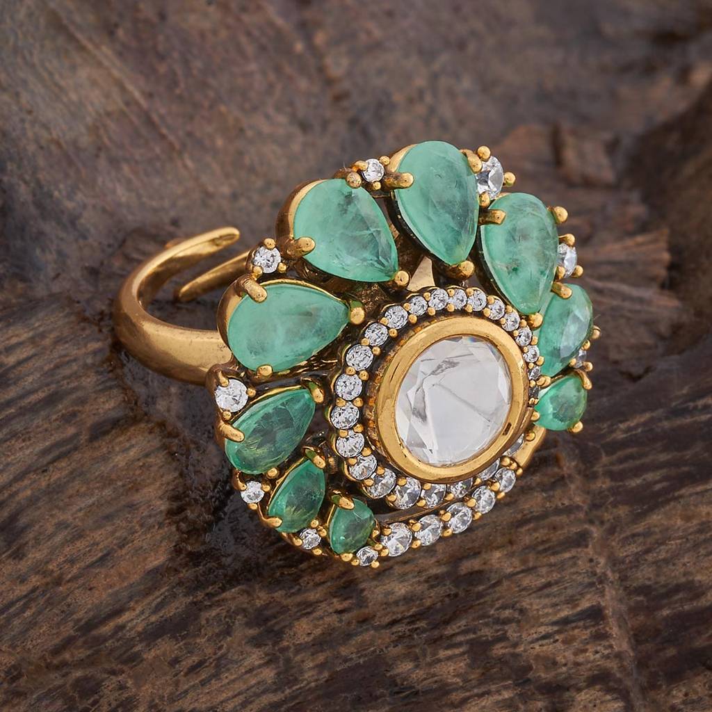 Kushal'S Fashion Jewellery Gold-Plated Party Kundan Finger Ring - 178270 : 426904