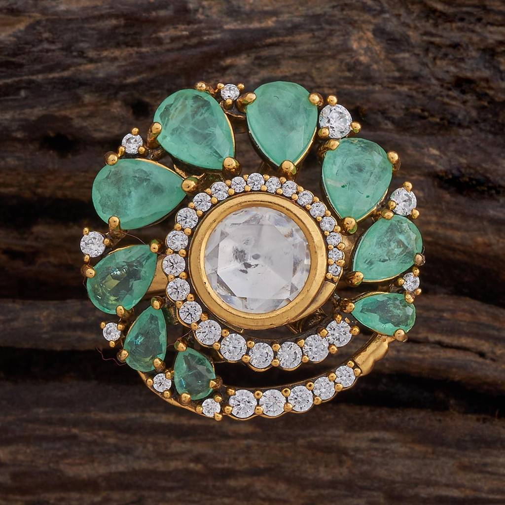 Kushal'S Fashion Jewellery Gold-Plated Party Kundan Finger Ring - 178270 : 426904