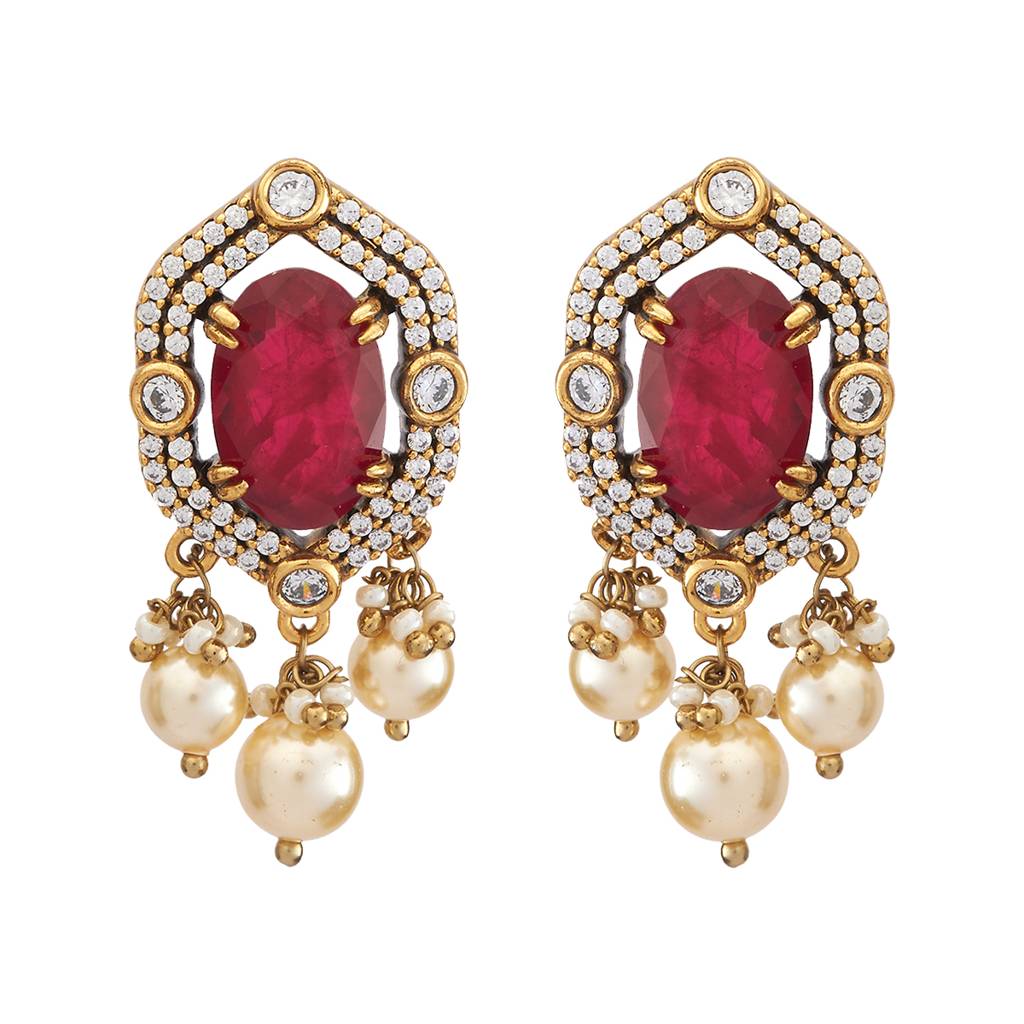 Kushal'S Fashion Jewellery Victorian Plated Party Kundan Studs - 178278 : 426983