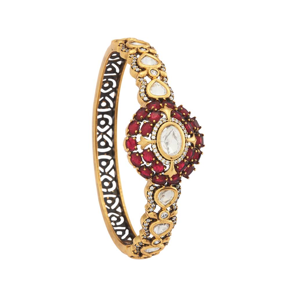 Kushal'S Fashion Jewellery Party Kundan Kada - 178287 : 426932