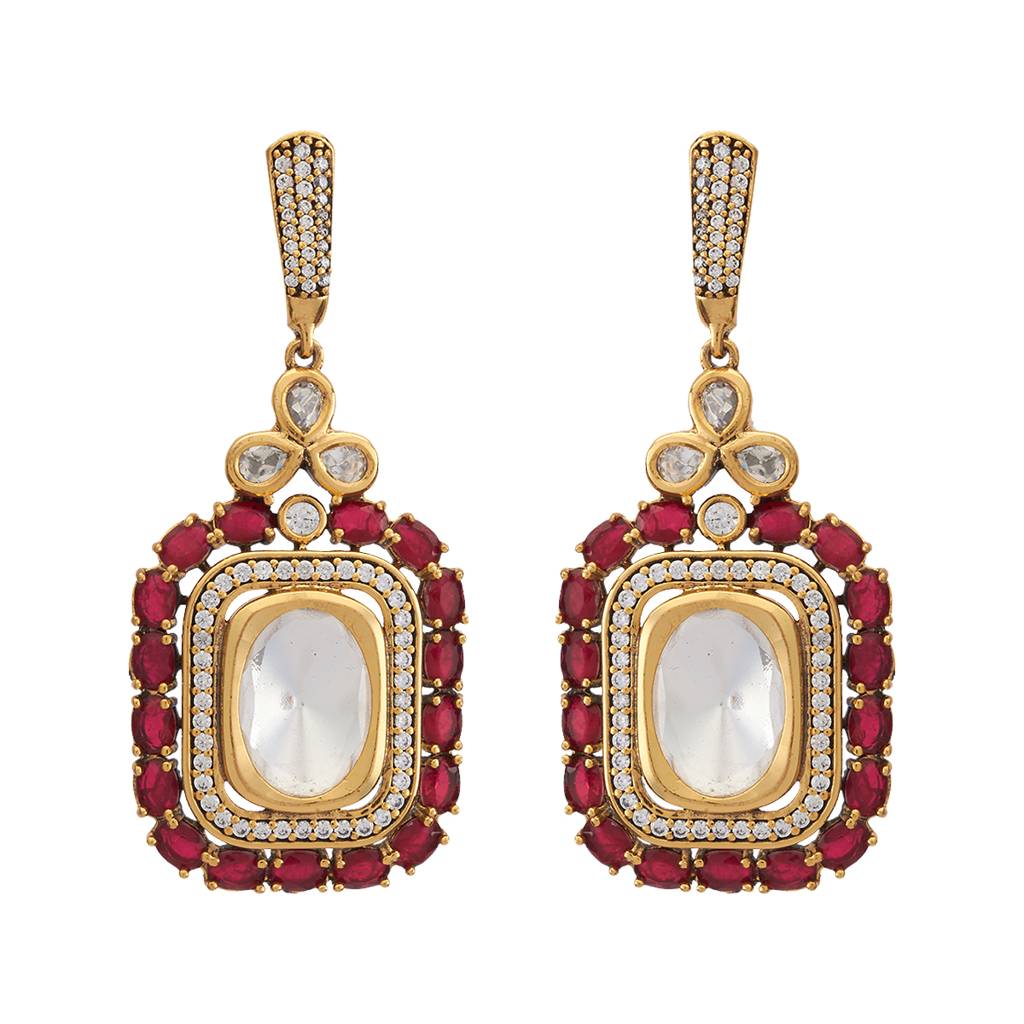 Kushal'S Fashion Jewellery Victorian Plated Party Kundan Drop Earrings - 178297 : 426858