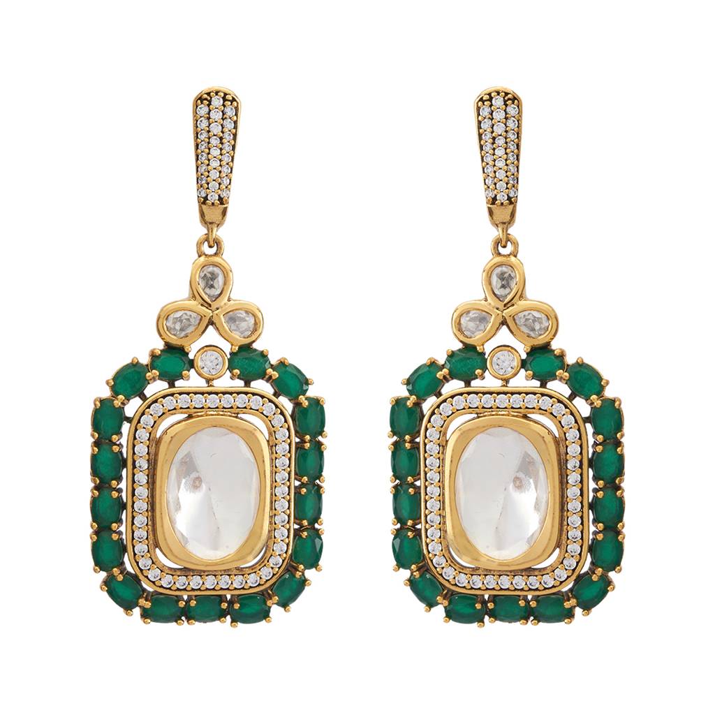Kushal'S Fashion Jewellery Victorian Plated Party Kundan Drop Earrings - 178297 : 426859