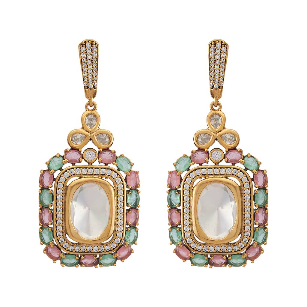 Kushal'S Fashion Jewellery Victorian Plated Party Kundan Drop Earrings - 178297 : 426860