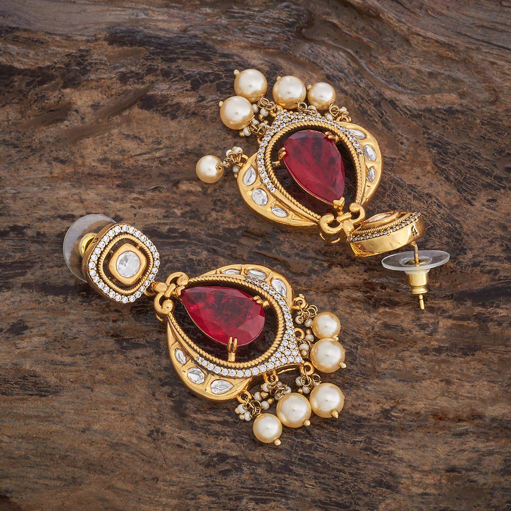 Kushal'S Fashion Jewellery Victorian Plated Party Kundan Drop Earrings - 178299 : 426862