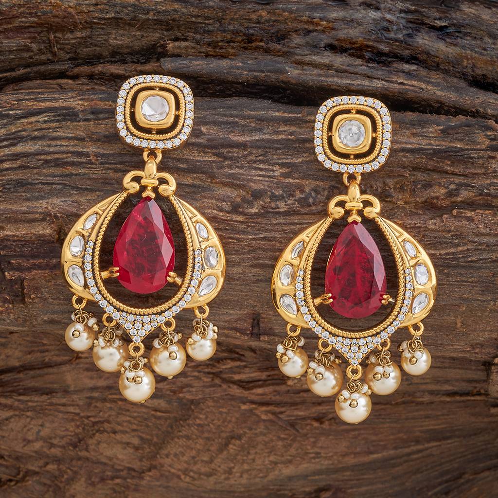 Kushal'S Fashion Jewellery Victorian Plated Party Kundan Drop Earrings - 178299 : 426862