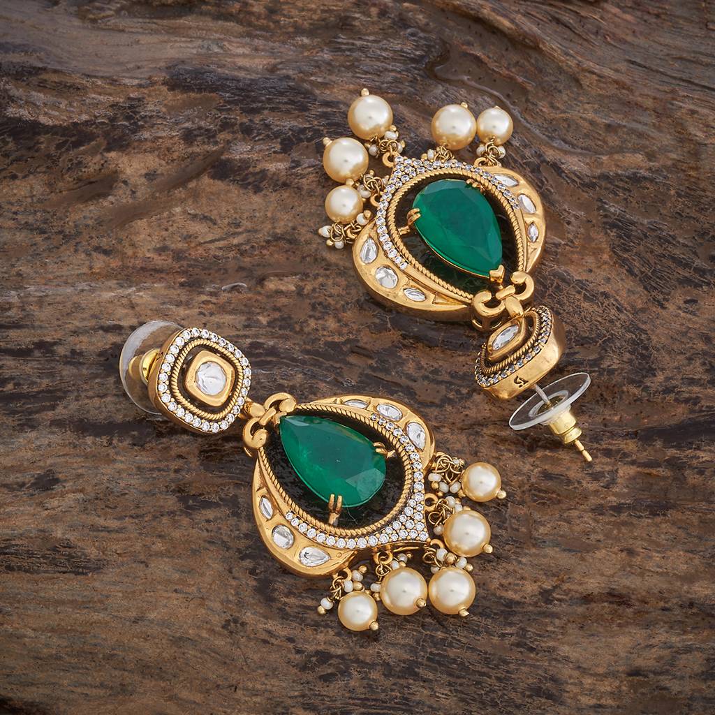 Kushal'S Fashion Jewellery Victorian Plated Party Kundan Drop Earrings - 178299 : 426863