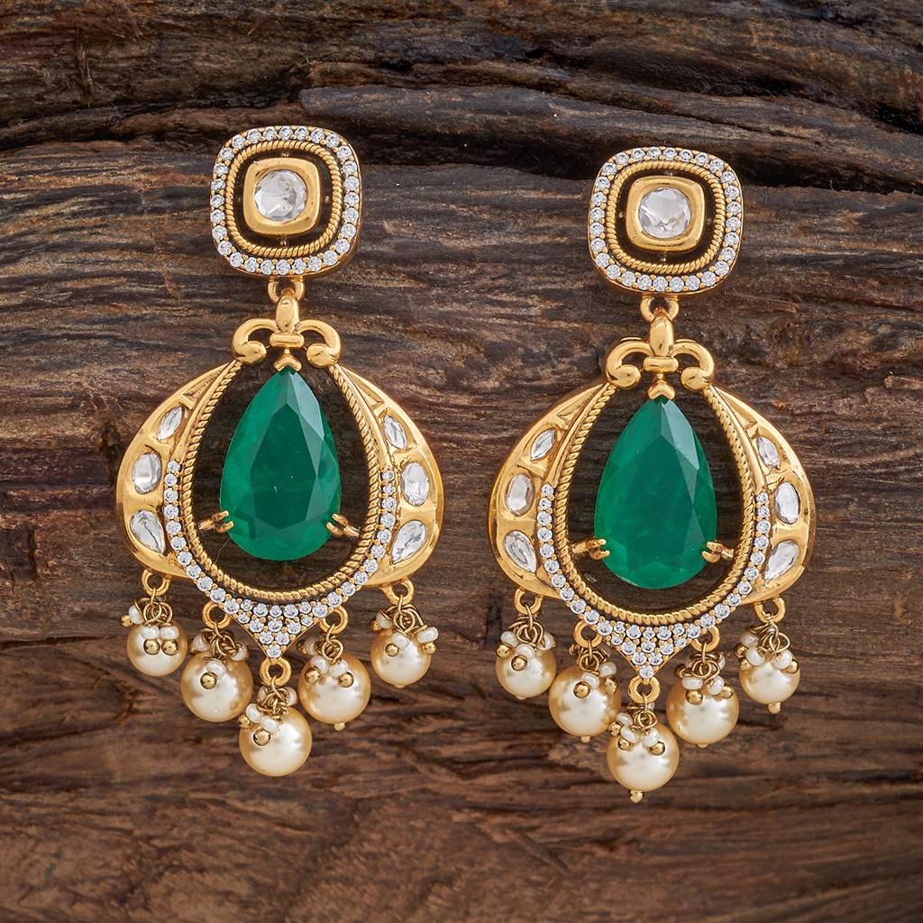 Kushal'S Fashion Jewellery Victorian Plated Party Kundan Drop Earrings - 178299 : 426863