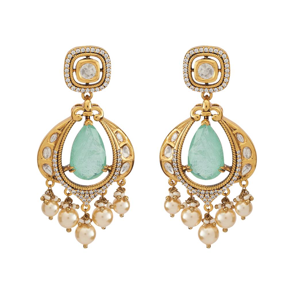Kushal'S Fashion Jewellery Victorian Plated Party Kundan Drop Earrings - 178299 : 426864