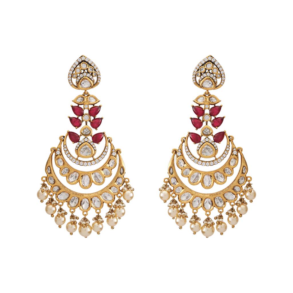 Kushal'S Fashion Jewellery Victorian Plated Party Kundan Drop Earrings - 178300 : 426865