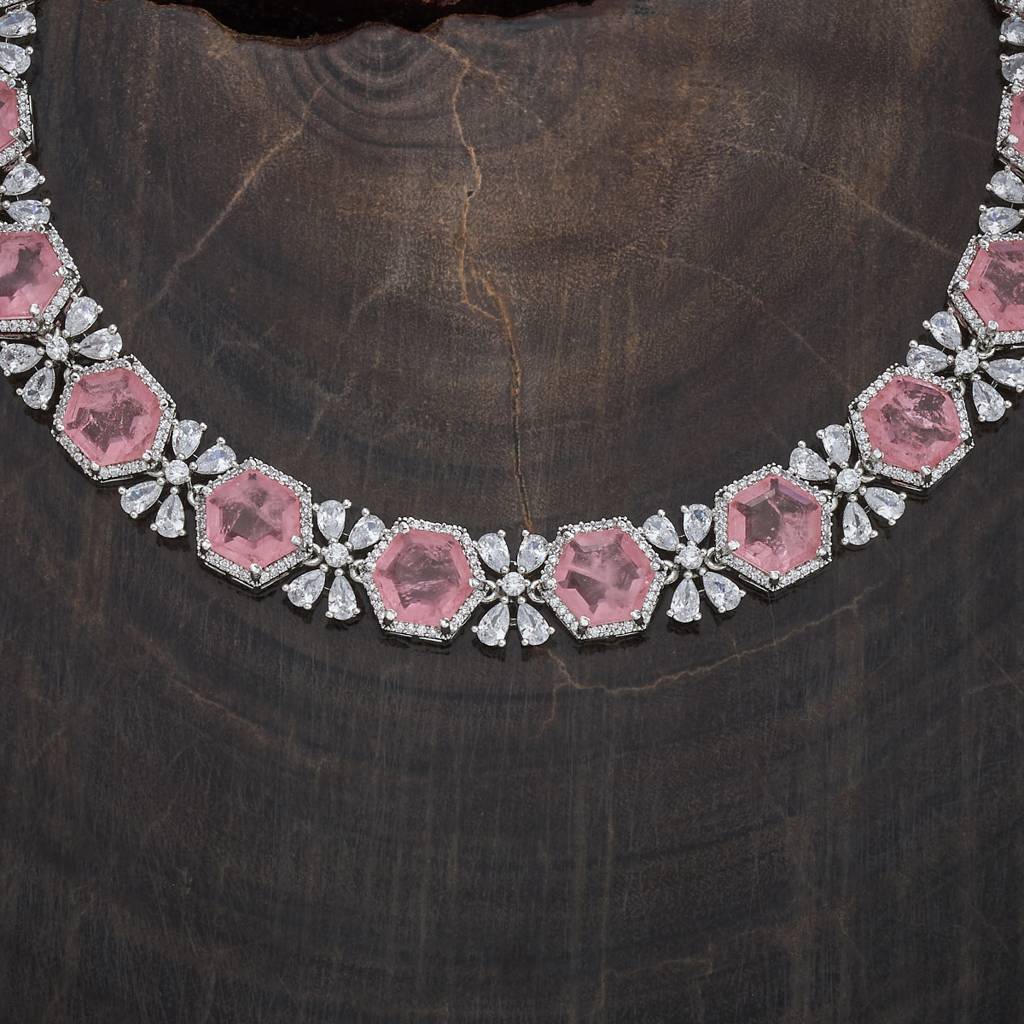 Kushal'S Fashion Jewellery Rhodium-Plated Party Zircon Jewellery Set - 178372 : 436182
