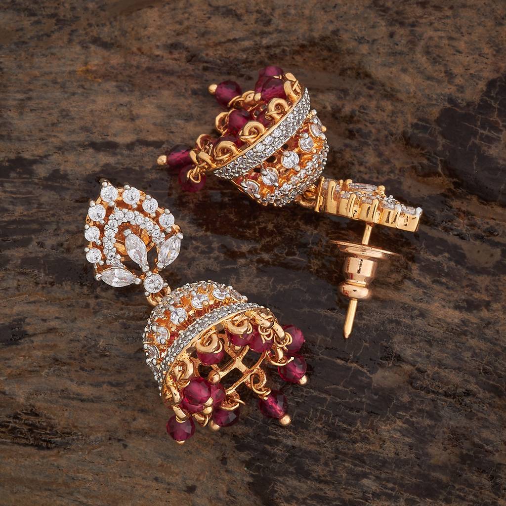 Kushal'S Fashion Jewellery Rhodium-Plated Party Zircon Jhumkas - 178427 : 427318