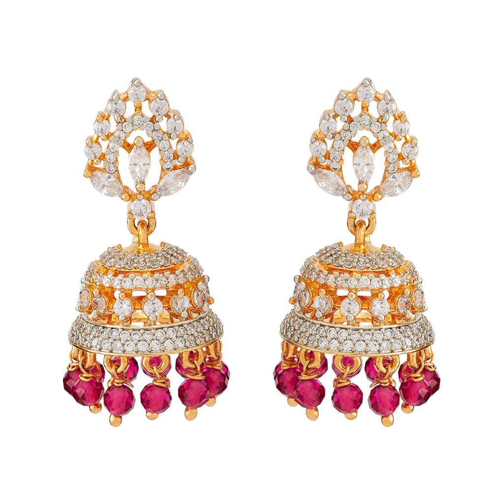 Kushal'S Fashion Jewellery Rhodium-Plated Party Zircon Jhumkas - 178427 : 427318