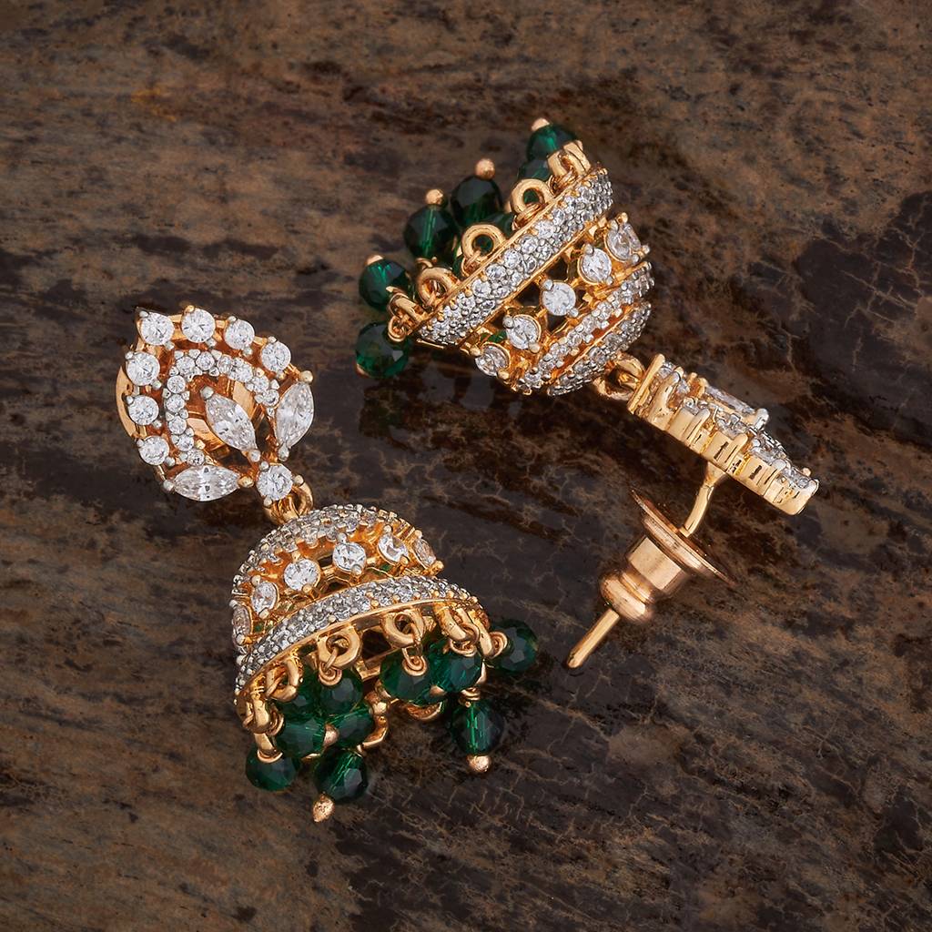 Kushal'S Fashion Jewellery Rhodium-Plated Party Zircon Jhumkas - 178427 : 427319
