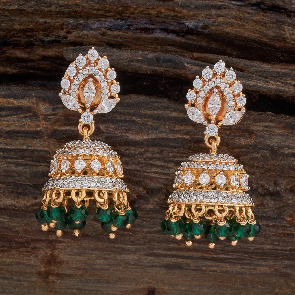 Kushal'S Fashion Jewellery Rhodium-Plated Party Zircon Jhumkas - 178427 : 427319