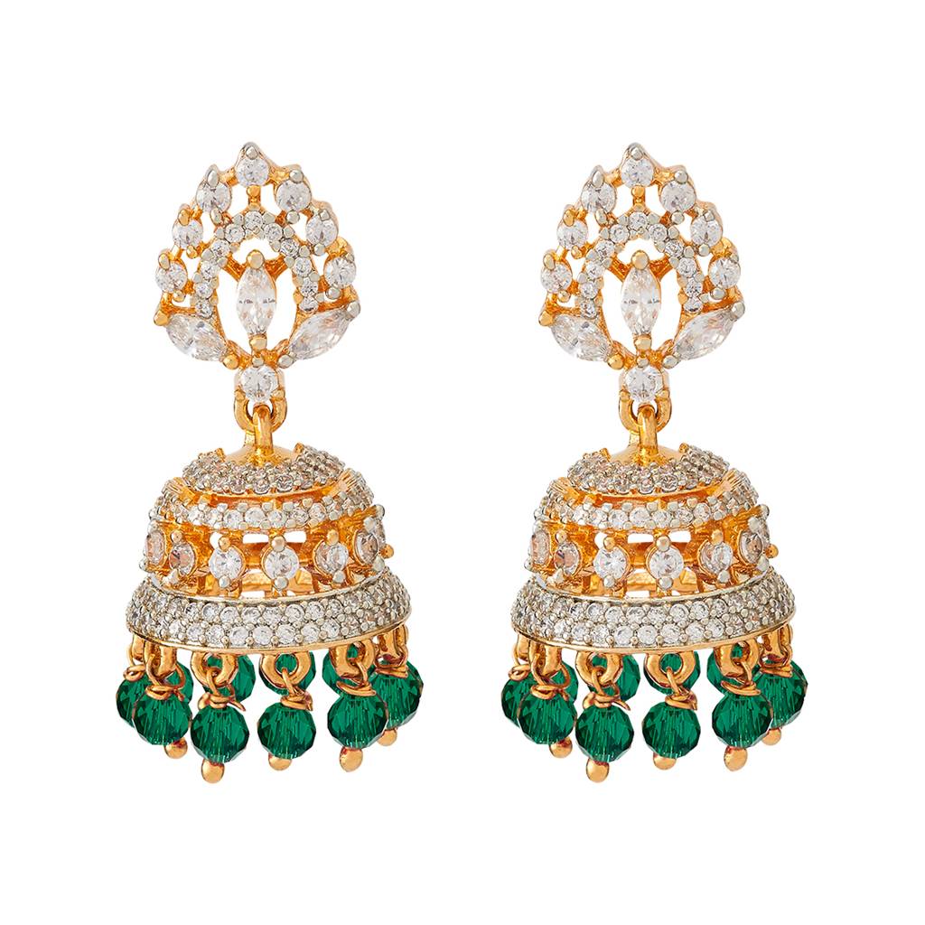 Kushal'S Fashion Jewellery Rhodium-Plated Party Zircon Jhumkas - 178427 : 427319