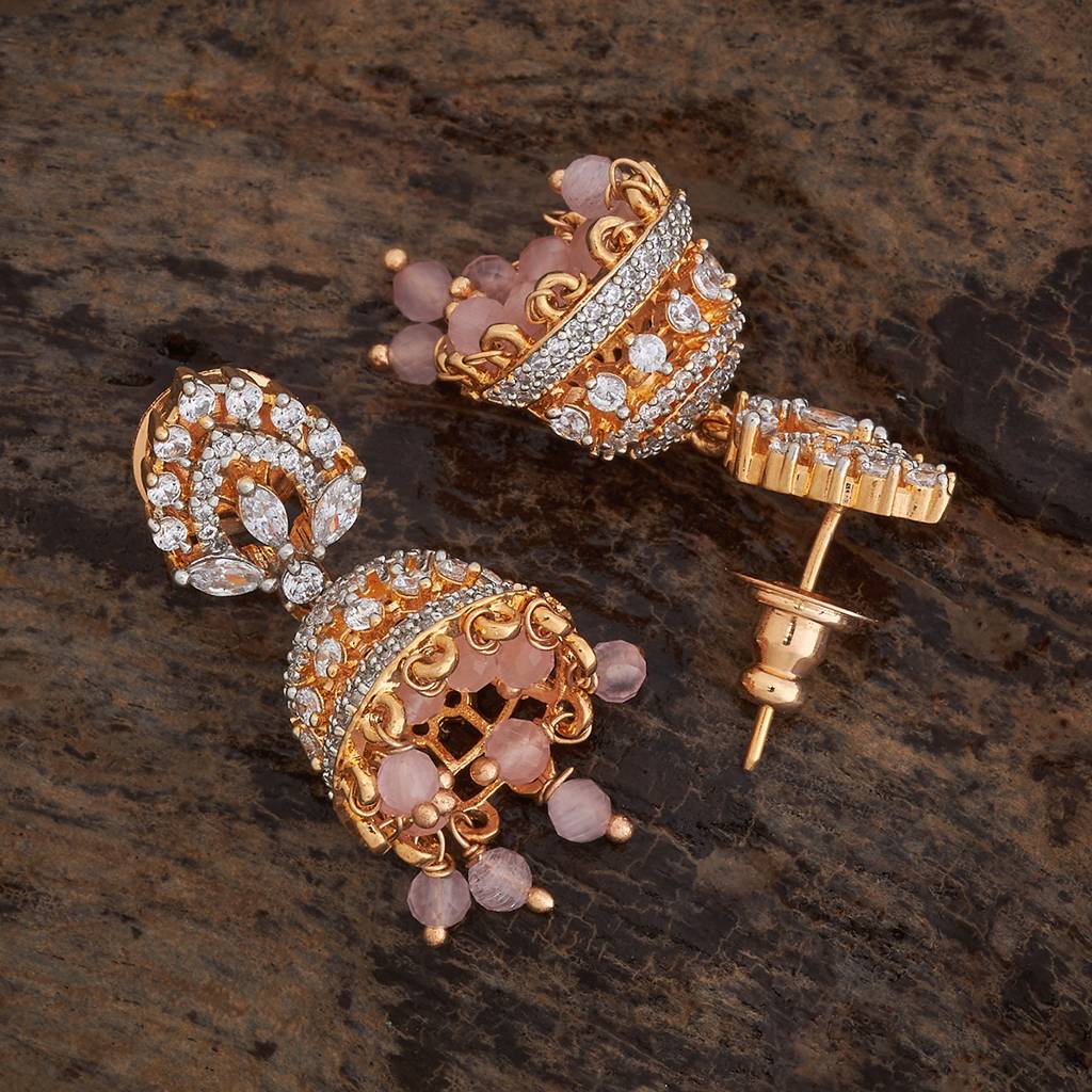 Kushal'S Fashion Jewellery Rhodium-Plated Party Zircon Jhumkas - 178427 : 427321