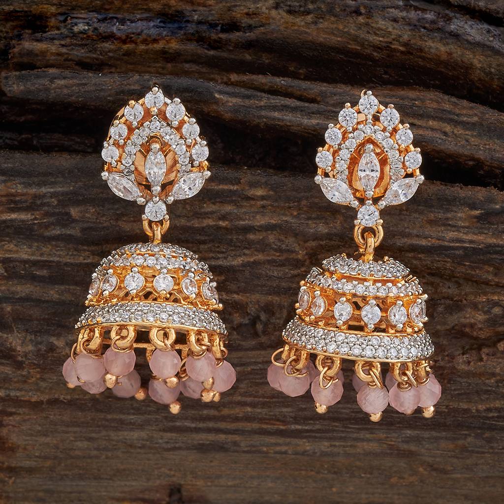 Kushal'S Fashion Jewellery Rhodium-Plated Party Zircon Jhumkas - 178427 : 427321