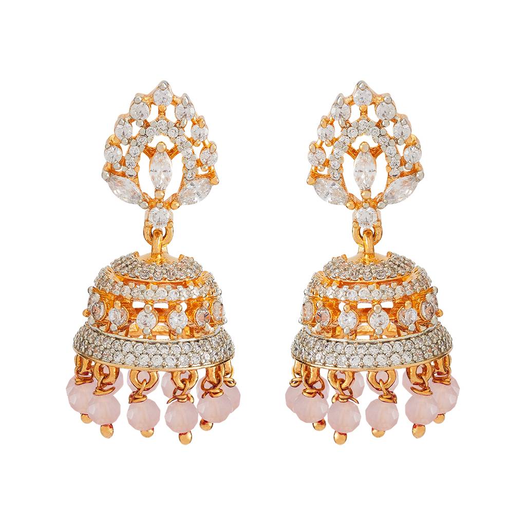Kushal'S Fashion Jewellery Rhodium-Plated Party Zircon Jhumkas - 178427 : 427321
