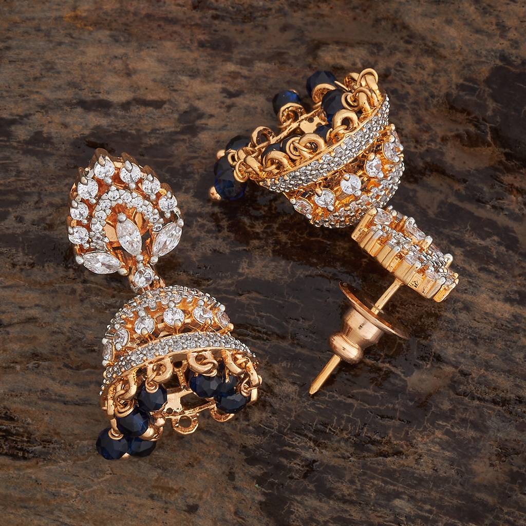 Kushal'S Fashion Jewellery Rhodium-Plated Party Zircon Jhumkas - 178427 : 427322