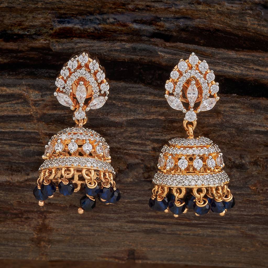 Kushal'S Fashion Jewellery Rhodium-Plated Party Zircon Jhumkas - 178427 : 427322