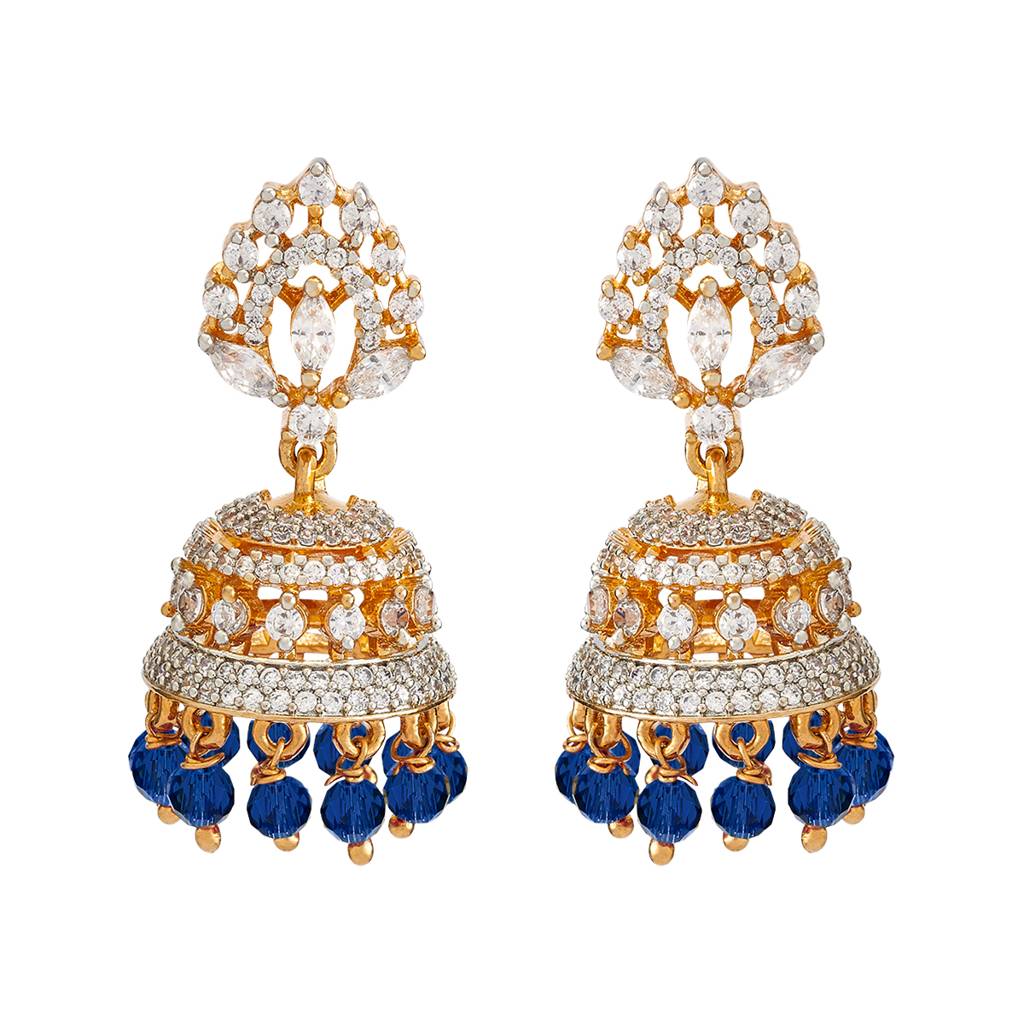 Kushal'S Fashion Jewellery Rhodium-Plated Party Zircon Jhumkas - 178427 : 427322