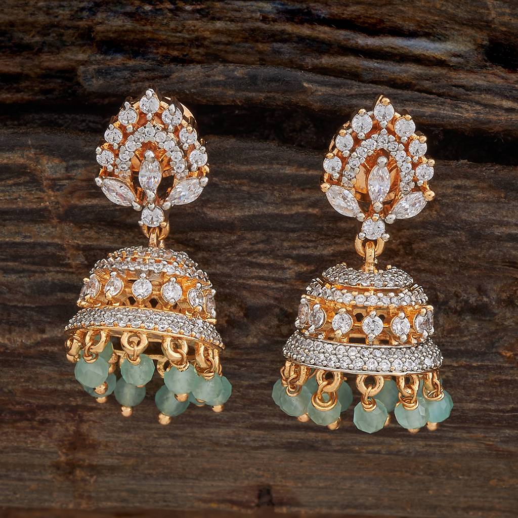 Kushal'S Fashion Jewellery Rhodium-Plated Party Zircon Jhumkas - 178427 : 427323