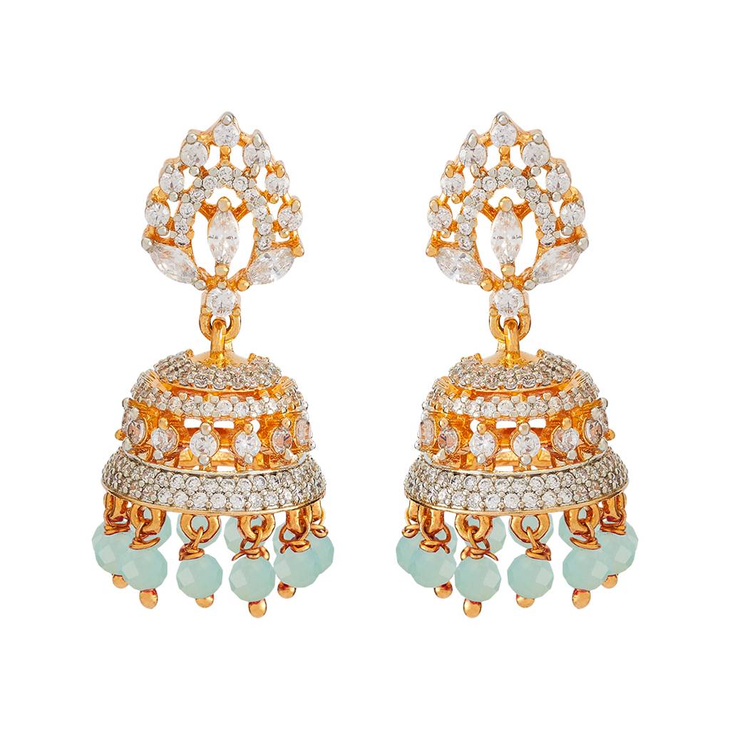 Kushal'S Fashion Jewellery Rhodium-Plated Party Zircon Jhumkas - 178427 : 427323