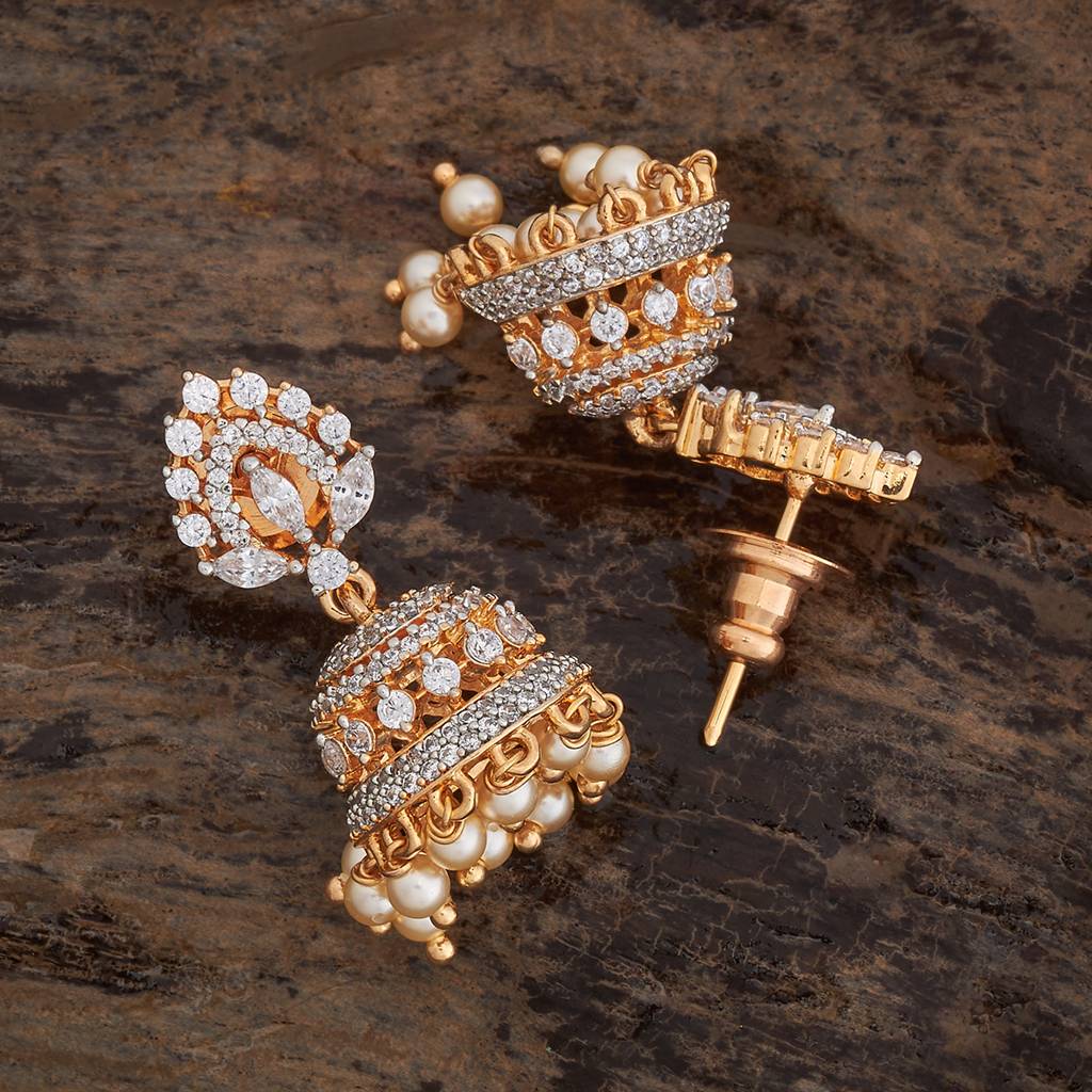 Kushal'S Fashion Jewellery Rhodium-Plated Party Zircon Jhumkas - 178427 : 427529