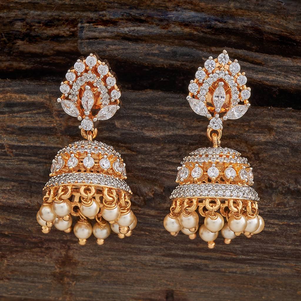 Kushal'S Fashion Jewellery Rhodium-Plated Party Zircon Jhumkas - 178427 : 427529
