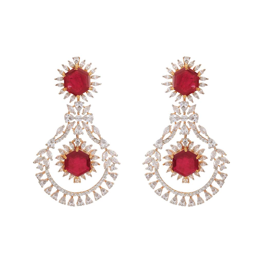 Kushal'S Fashion Jewellery Rhodium-Plated Party Zircon Drop Earrings - 178428 : 427214