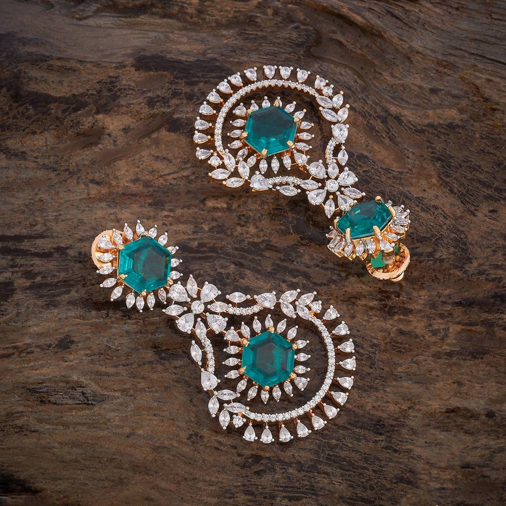 Kushal'S Fashion Jewellery Rhodium-Plated Party Zircon Drop Earrings - 178428 : 427215