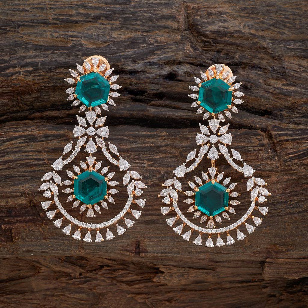 Kushal'S Fashion Jewellery Rhodium-Plated Party Zircon Drop Earrings - 178428 : 427215