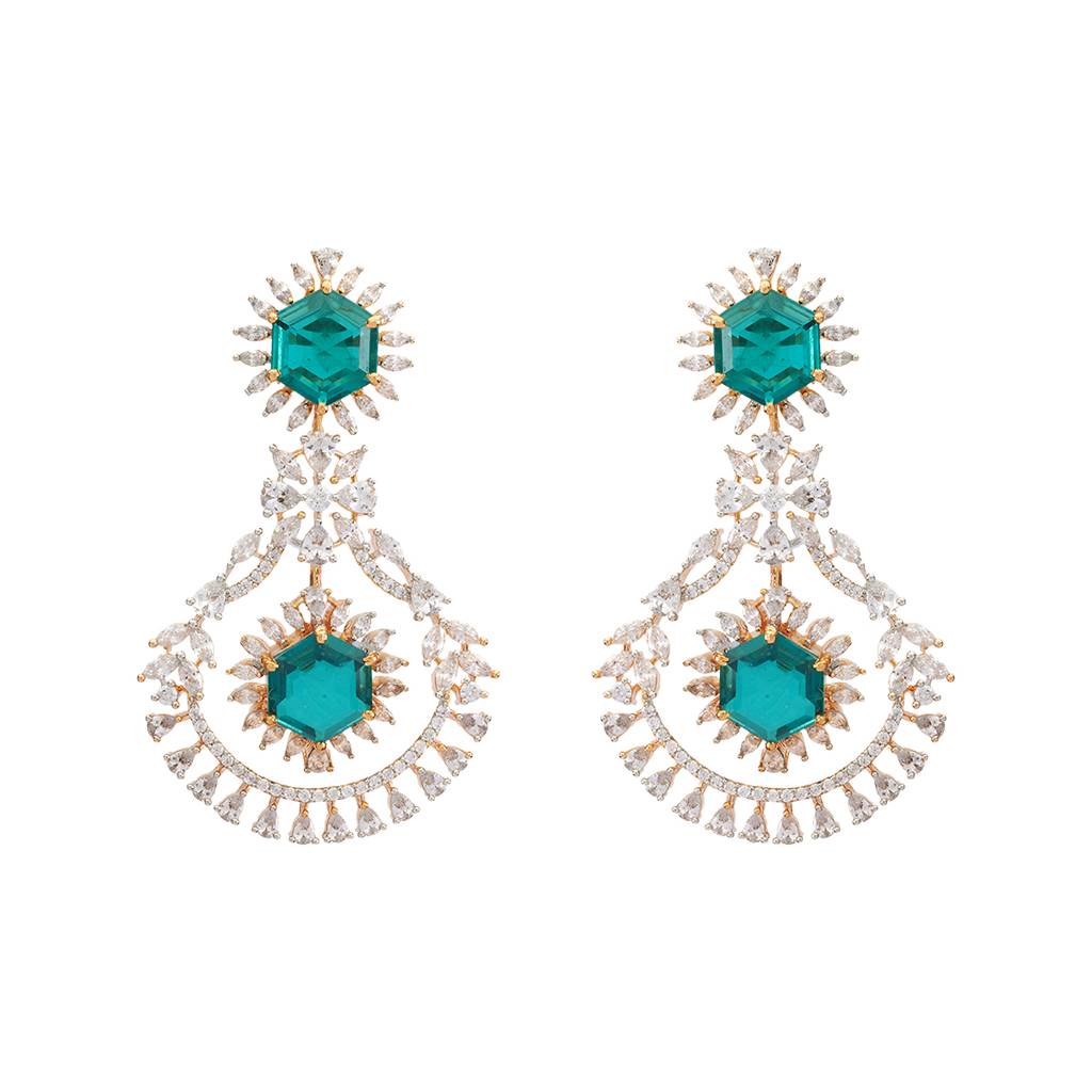 Kushal'S Fashion Jewellery Rhodium-Plated Party Zircon Drop Earrings - 178428 : 427215