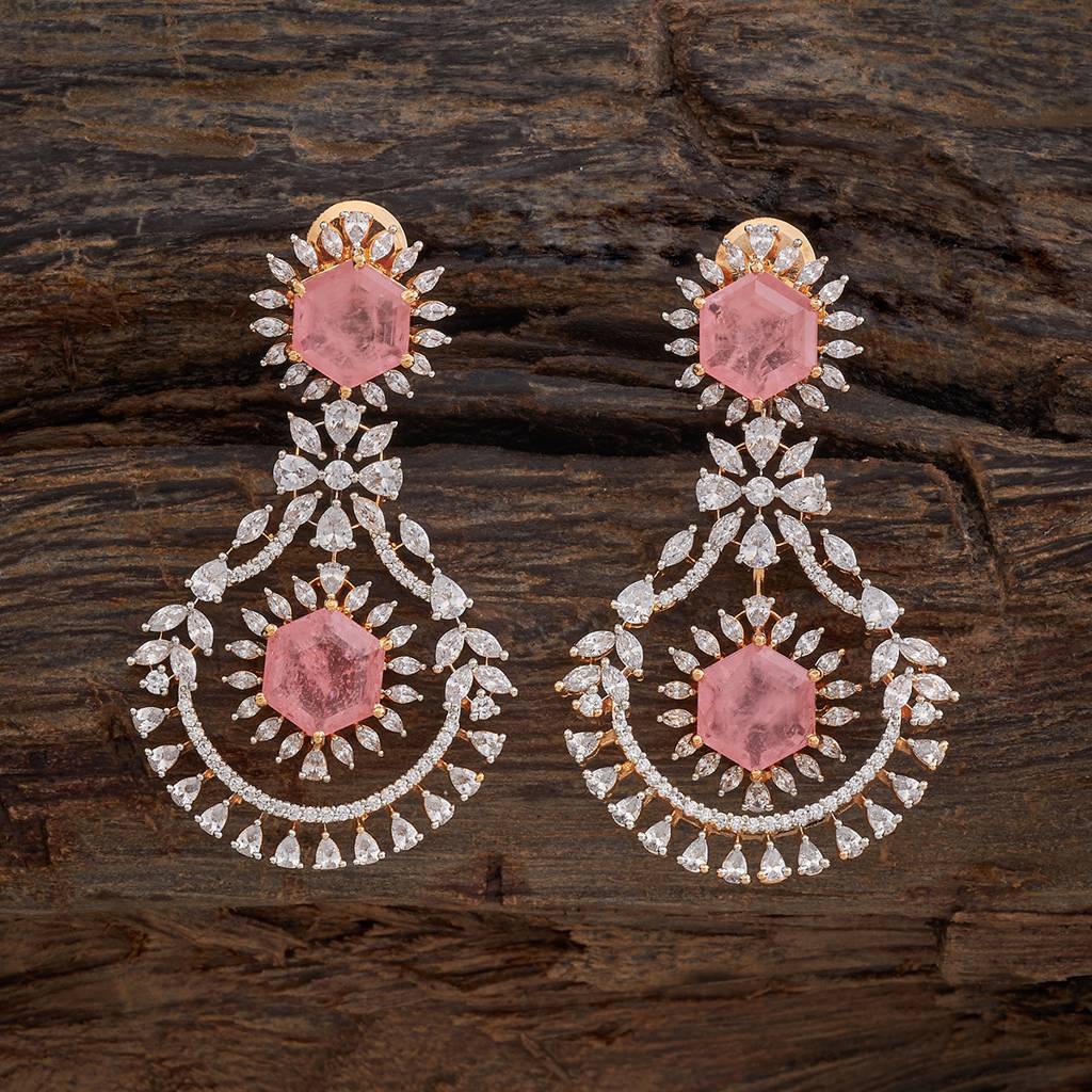 Kushal'S Fashion Jewellery Rhodium-Plated Party Zircon Drop Earrings - 178428 : 427216