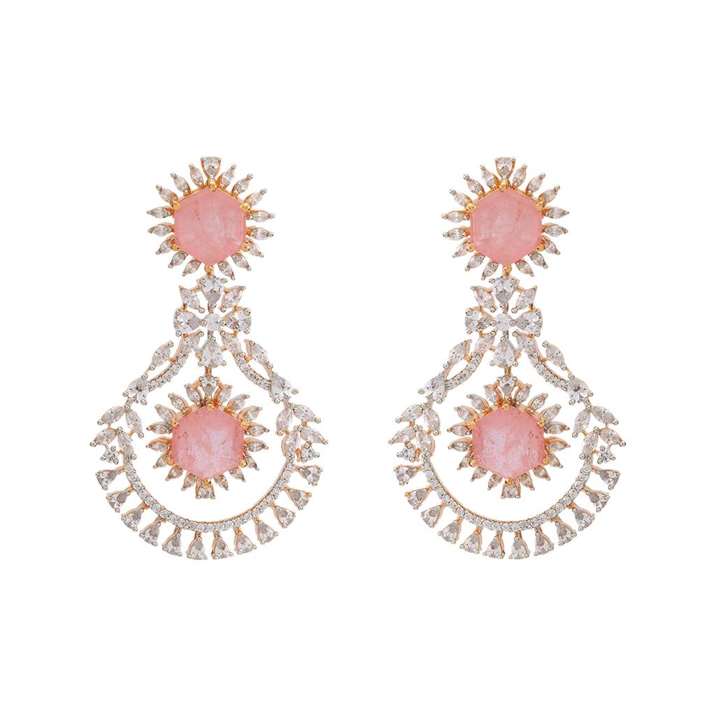 Kushal'S Fashion Jewellery Rhodium-Plated Party Zircon Drop Earrings - 178428 : 427216