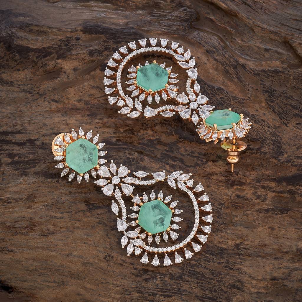 Kushal'S Fashion Jewellery Rhodium-Plated Party Zircon Drop Earrings - 178428 : 427217