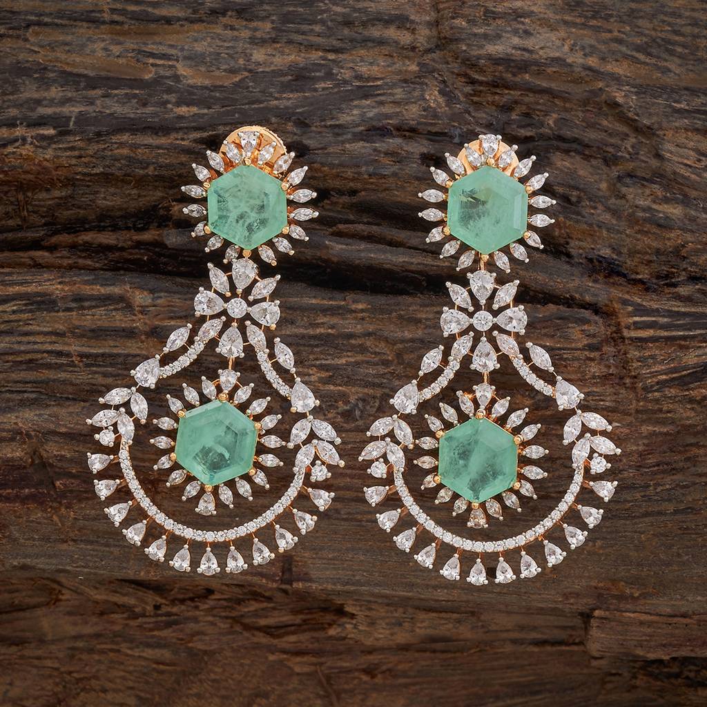 Kushal'S Fashion Jewellery Rhodium-Plated Party Zircon Drop Earrings - 178428 : 427217